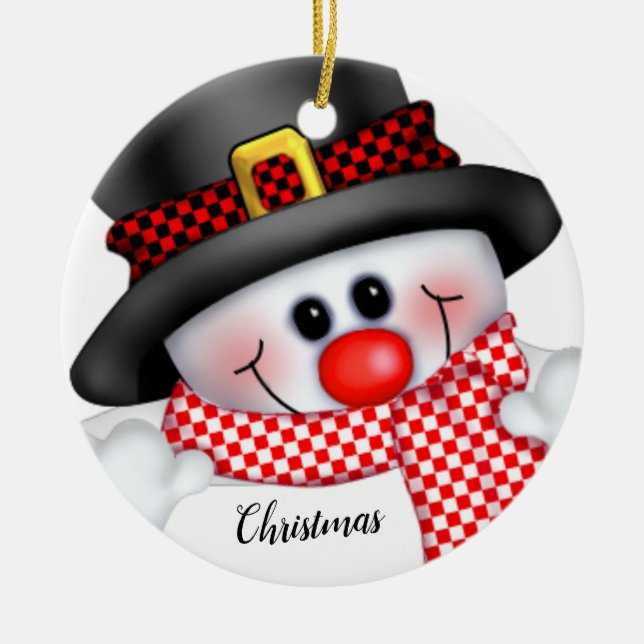 Adorno De Cerámica Navidades Snowman (Frente)