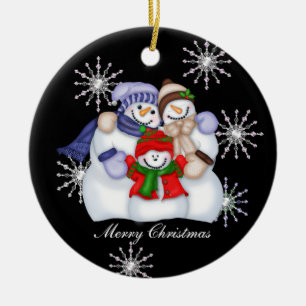 Adorno De Cerámica Navidades Snowman con copos de nieve