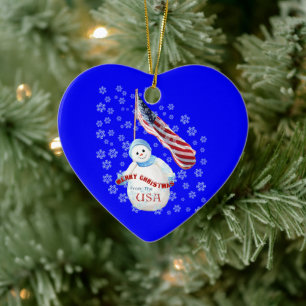 Adorno De Cerámica Navidades Snowman de EE.UU. conservan el amor