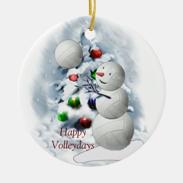Adorno De Cerámica Navidades Snowman de voleibol (Frente)