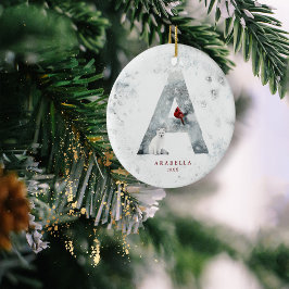 Adorno De Cerámica Navidades Snowy clásicos Monograma A