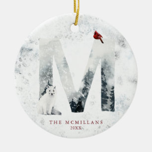 Adorno De Cerámica Navidades Snowy clásicos Monograma de invierno M
