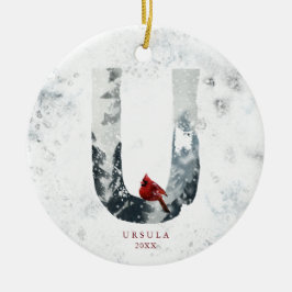 Adorno De Cerámica Navidades Snowy clásicos Monograma U