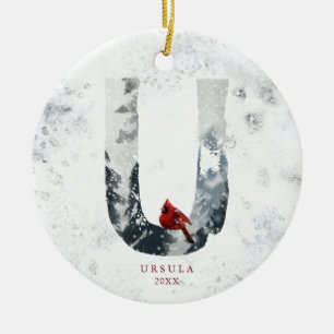 Adorno De Cerámica Navidades Snowy clásicos Monograma U