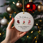 Adorno De Cerámica Navidades Socks recortan foto personalizada<br><div class="desc">Navidades Retro Cutan Ornamento De Cerámica De Foto Personalizada</div>