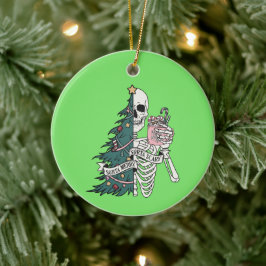 Adorno De Cerámica Navidades Sorta Scary Sorta Merry Skeleton Tree