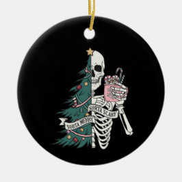 Adorno De Cerámica Navidades Sorta Scary Sorta Merry Skeleton Tree