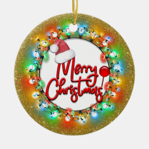 Adorno De Cerámica Navidades Sparkle Gold bultan Feliz Navidad