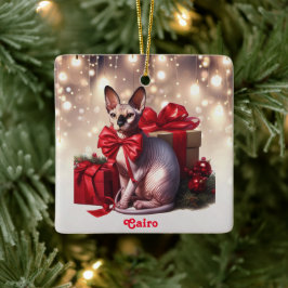 Adorno De Cerámica Navidades Sphynx Cat