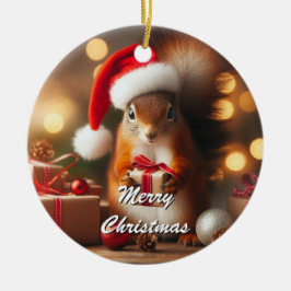 Adorno De Cerámica Navidades Squirrel Holding Ornament Personalizable