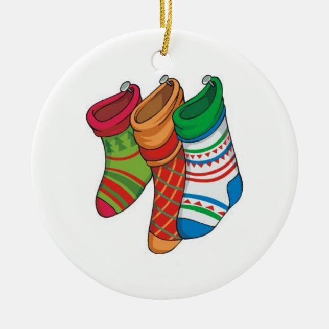 Adorno De Cerámica Navidades Stocking Ornament (Frente)