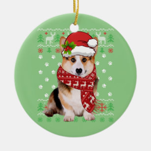 Adorno De Cerámica Navidades suéteres feos Corgi Perro Papicolau Xmas