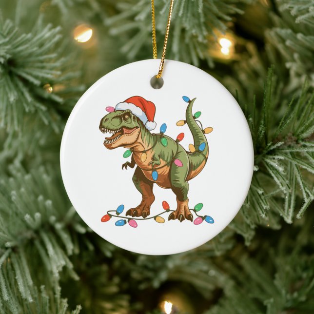 Adorno De Cerámica Navidades T Rex Dinosaur Xmas Dino Tyrannosaurus (Árbol)