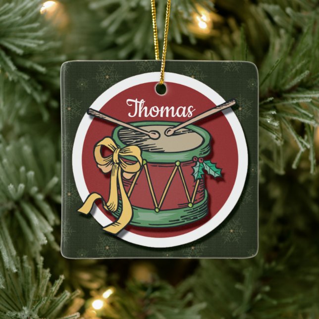 Adorno De Cerámica Navidades tamborean con su nombre (Árbol)