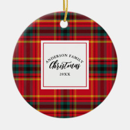 Adorno De Cerámica Navidades Tartan Plaid Family Name Year
