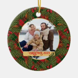 Adorno De Cerámica Navidades Tartán Tartán tradicional Wreath Photo