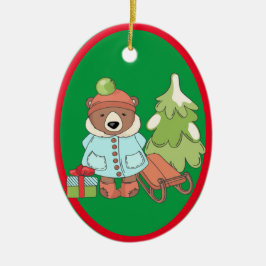 Adorno De Cerámica Navidades Teddy Bear Pareja con Regalo