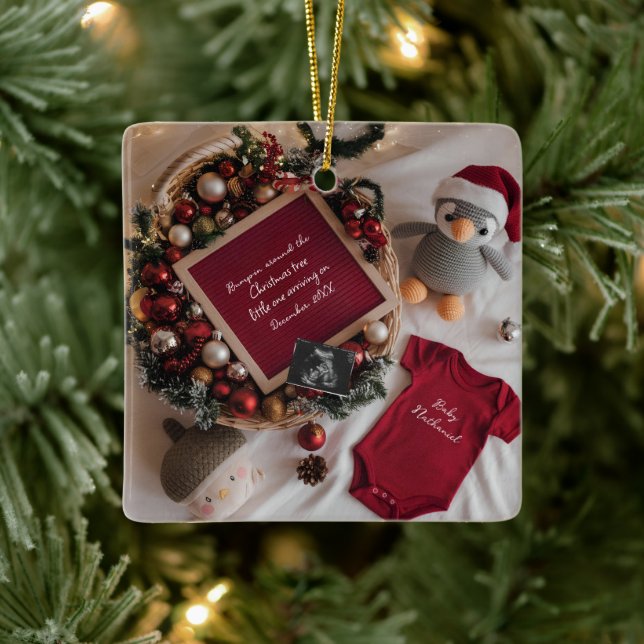 Adorno De Cerámica Navidades temática invitación de embarazo (Árbol)