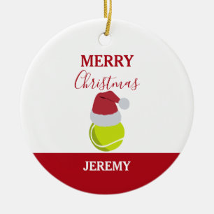 Adorno De Cerámica Navidades Tennis Sports Ball Nombre personalizado