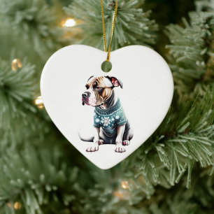 Adorno De Cerámica Navidades Terrier de Staffordshire Sweater