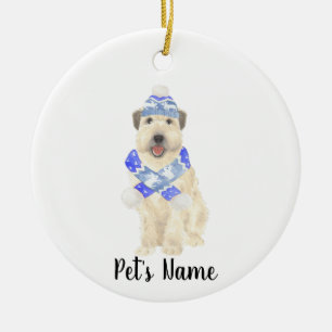 Adorno De Cerámica Navidades Terrier Personalizados De Llanto Azul