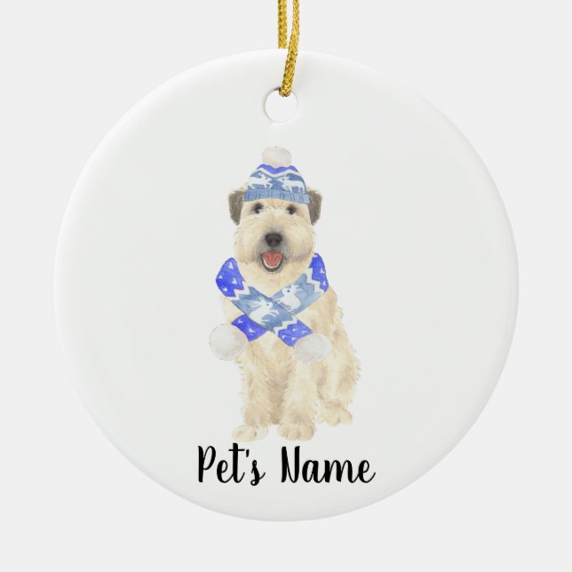 Adorno De Cerámica Navidades Terrier Personalizados De Llanto Azul (Frente)