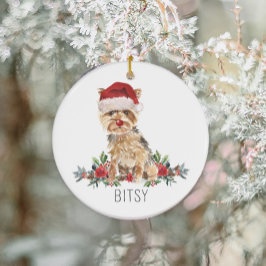 Adorno De Cerámica Navidades Terrier Personalizados de Yorkshire