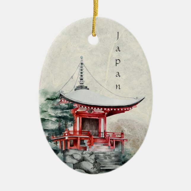Adorno De Cerámica Navidades tradicionales del templo budista japonés (Frente)