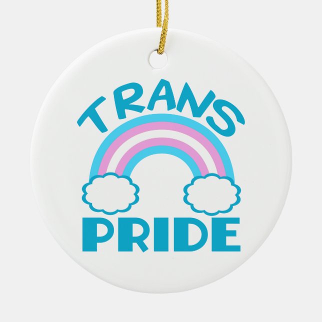 Adorno De Cerámica Navidades transgénero del orgullo trans arcoiris (Frente)