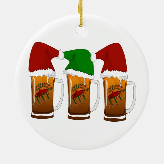 Adorno De Cerámica Navidades Tres Amigos Cerveza (Atrás)
