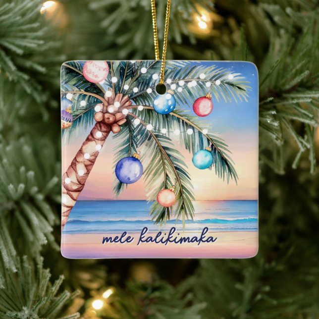 Adorno De Cerámica Navidades tropicales de la palmera Mele Kalikimaka (Árbol)
