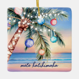 Adorno De Cerámica Navidades tropicales de la palmera Mele Kalikimaka