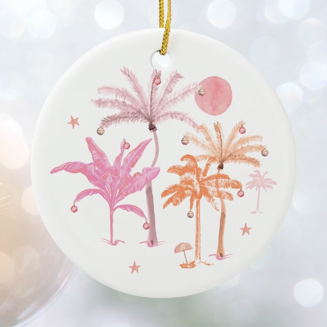 Adorno De Cerámica Navidades tropicales de palmeras personalizadas (Subido por el creador)