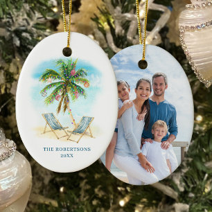 Adorno De Cerámica Navidades tropicales foto de árbol de palmas