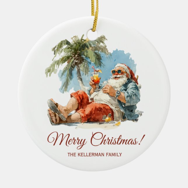 Adorno De Cerámica Navidades tropicales personalizados (Frente)