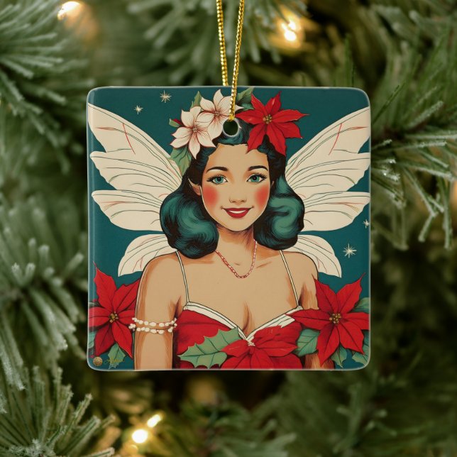 Adorno De Cerámica Navidades tropicales retro 50 Starlet de Pin-Up (Árbol)