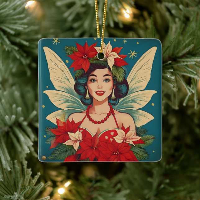 Adorno De Cerámica Navidades tropicales retro años 50 Pin-Up Beauty Q (Árbol)