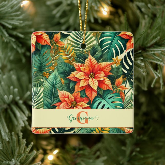 Adorno De Cerámica Navidades tropicales vibrantes personalizados Poin (Árbol)