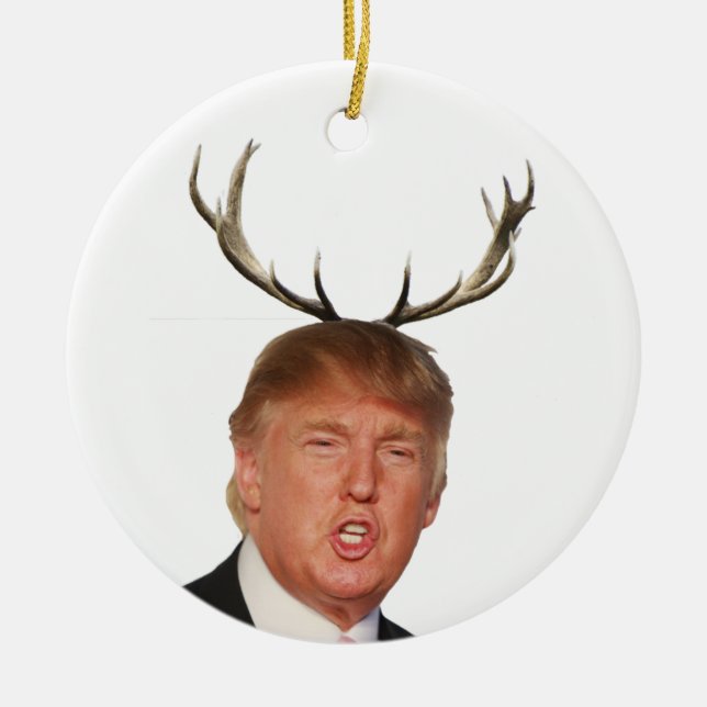 Adorno De Cerámica Navidades Trump: Sr. Presidente venado (Frente)