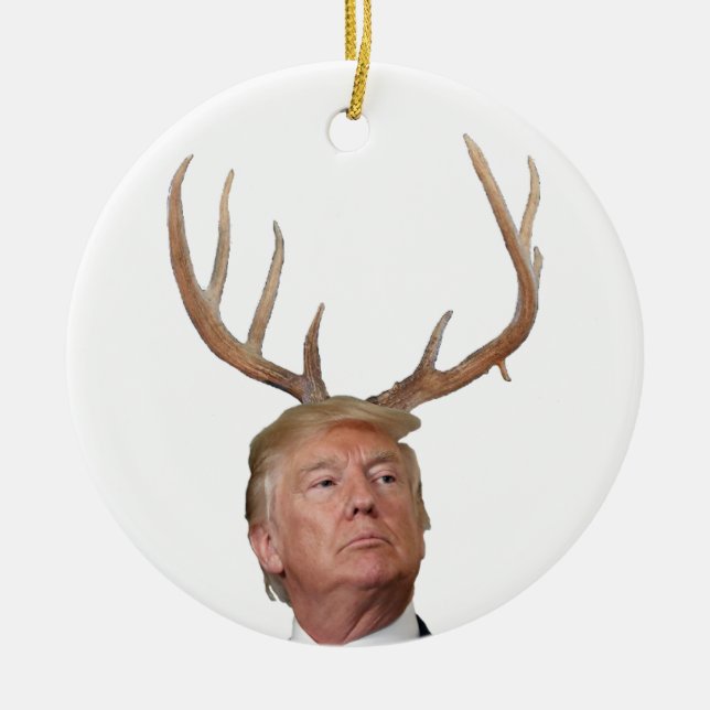Adorno De Cerámica Navidades Trump: Sr. Presidente venado (Frente)