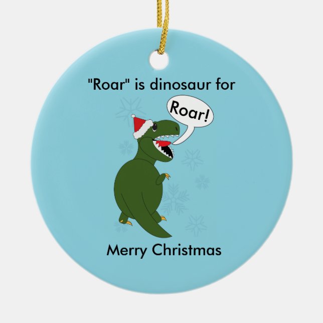 Adorno De Cerámica Navidades Tyrannosaurus Rex Dinosaur Personalizado (Frente)