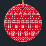 Adorno De Cerámica Navidades Ugly Sweater Beach Lover<br><div class="desc">Un bonito adorno navideño con un feo diseño de suéter con palmeras y chanclas. Para los amantes de la decoración Navidad con temática playera.</div>