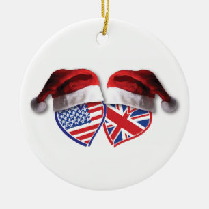 Adorno De Cerámica Navidades UK Estados Unidos Patriotas Heats