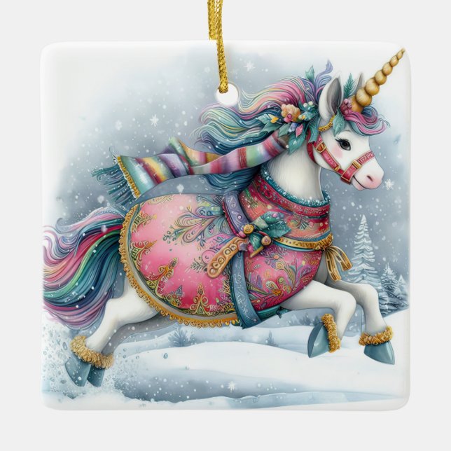 Adorno De Cerámica Navidades unicornio (Anverso)