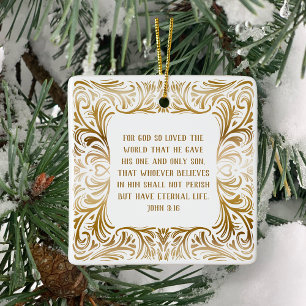 Adorno De Cerámica Navidades únicos de la Escritura de Oro John 3:16