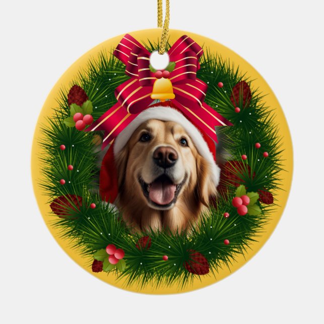 Adorno De Cerámica Navidades usan Personalizado perro Mascota moderno (Frente)