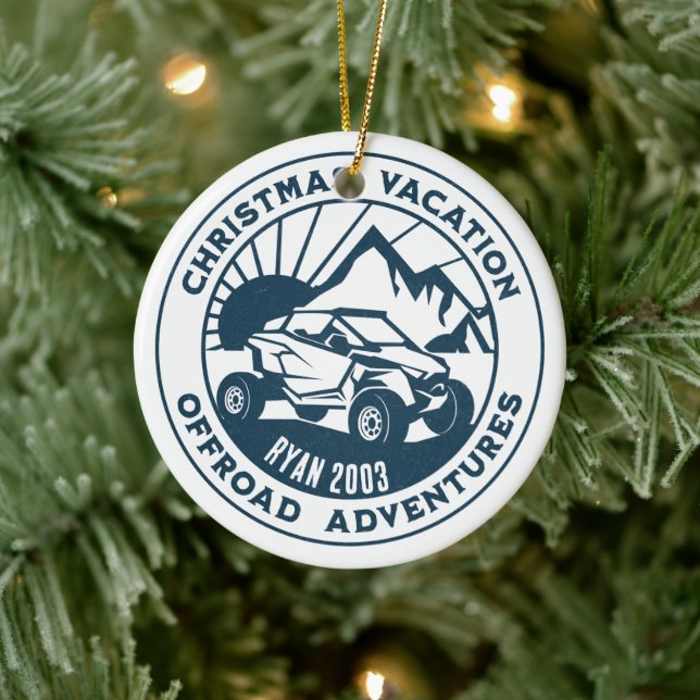 Adorno De Cerámica Navidades UTV fuera de carretera personalizados az (Árbol)