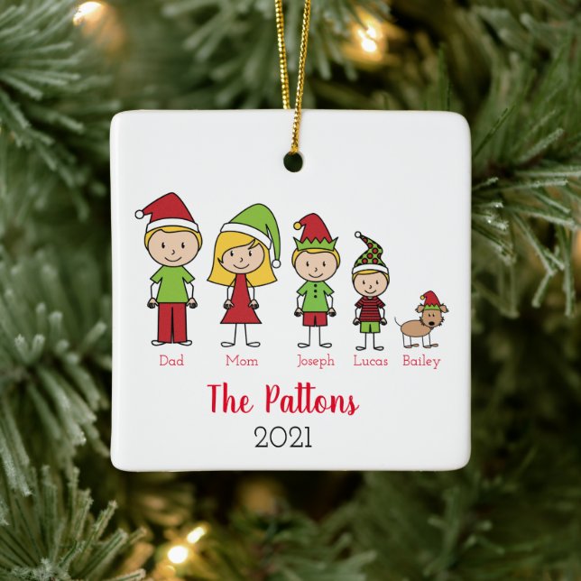Adorno De Cerámica Navidades Vacaciones Familia Personalizada Con Mas (Árbol)