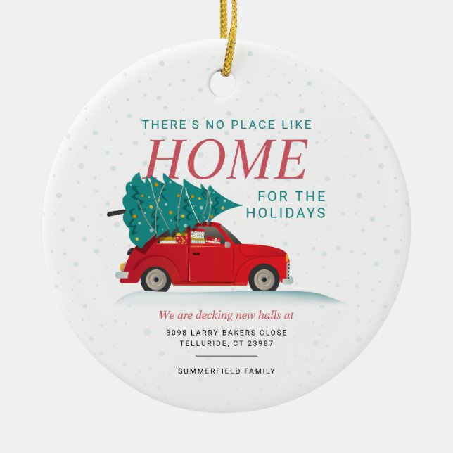 Adorno De Cerámica Navidades Vacaciones Moviendo Invitación Rojo Auto (Frente)