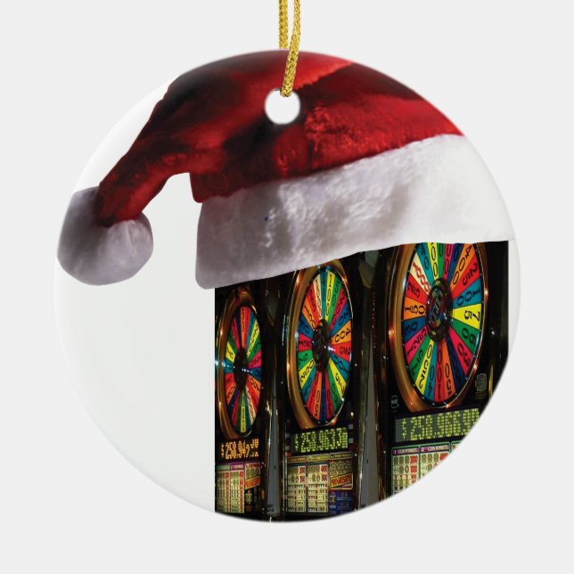 Adorno De Cerámica Navidades Vegas Slot Machine (Frente)